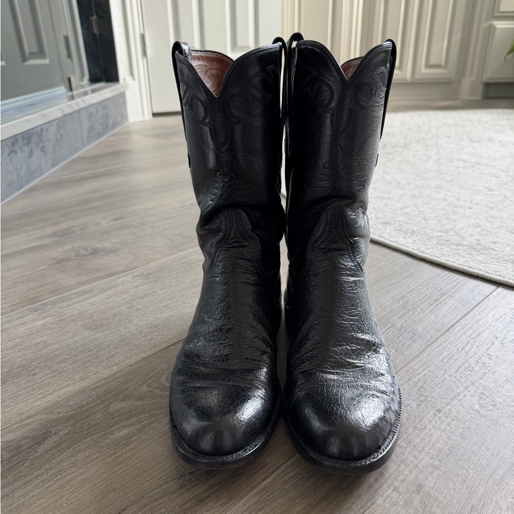 Lucchese Smooth Ostrich Leather Roper Boots 10.5B